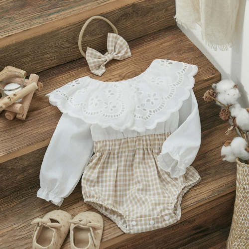 Plaid lace Collar Romper – August + Willow