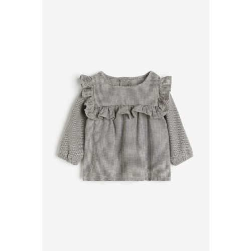 Ruffle-trimmed Flannel Blouse
