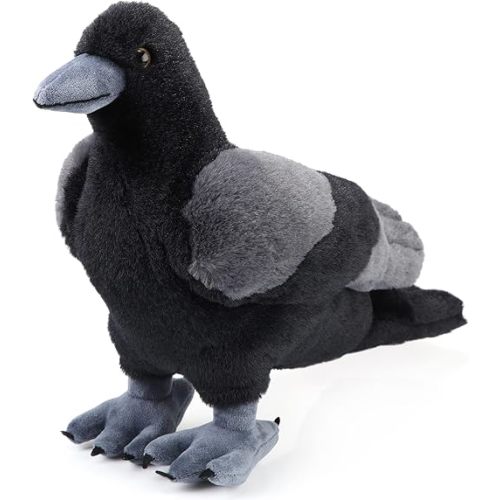 Aoriher 12 Inch Crow Plush Stuffed Animal Soft Black Fluffy Plush Toy Realistic Bird Stuffed Animal for Home Decoration Pet Party Favors Collection Supplies