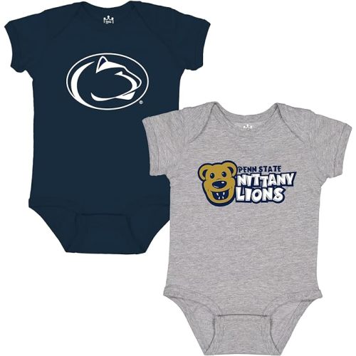 Little King NCAA Bodysuit 2 Pack Short Sleeve-100% Cotton-Infant Sizes 0-3M 6M 12M 18M