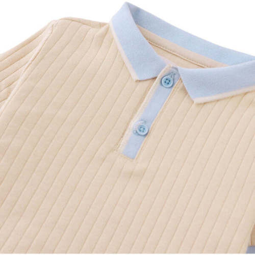 Baby Arthur Polo Shirt With Contrast Details, Beige - Gingersnaps | Maisonette