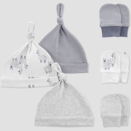 Carter's Just One You® Baby 6pk Hat And Mitten Set - White/gray