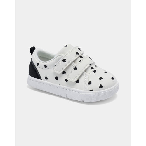 Baby Girl Heart Print Every Step® First Walker Casual Shoes - White/Black | Carter's