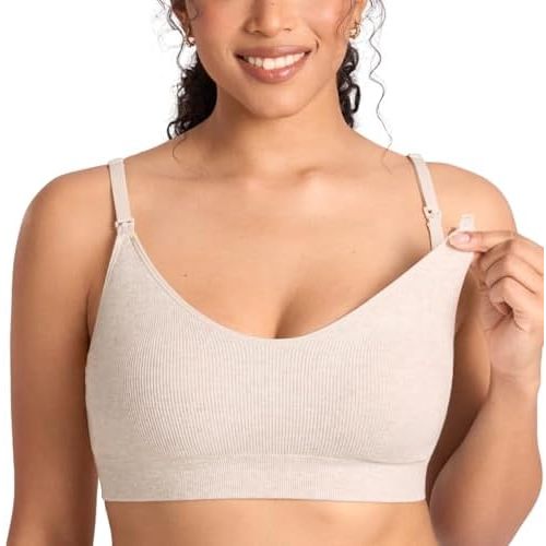 MOMANDA Ribbed Nursing Bras for Breastfeeding