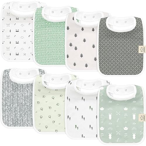 KeaBabies 8-Pack Organic Baby Bibs for Boys, Girls - Super Absorbent Cotton Drool Bibs for Baby Girl & Boy, Teething Toddler, Drooling Newborn, Ultra Soft & Machine Washable (Nordic)