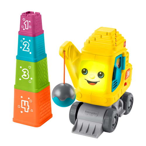 Fisher-Price Count & Stack Crane Learning Toy with Building Blocks, for Baby & Toddler Age 9M+
