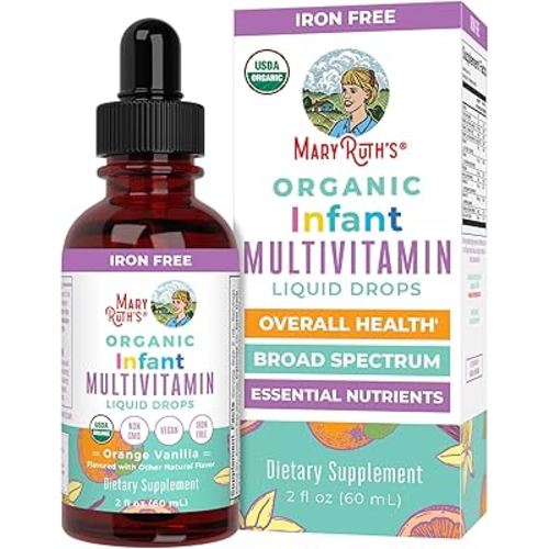 MaryRuth Organics Multivitamin for Infants | USDA Organic | Multivitamin Liquid Drops for Babies 6-12 Months | Immune Support & Overall Wellness | Vegan | Non-GMO | Gluten Free | 2 Fl Oz