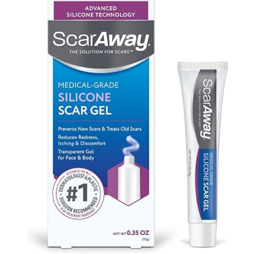 ScarAway Silicone Scar Gel, Helps Improve Size, Color & Texture of Hypertrophic & Keloid Scars from Injury, Burns & Surgery, Water Resistant, 10g (0.35 Oz)