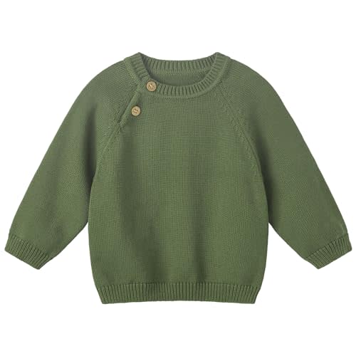 pureborn Baby Toddler Boys Girls Pullover Sweater Cotton Knit Button Closure Sweaters