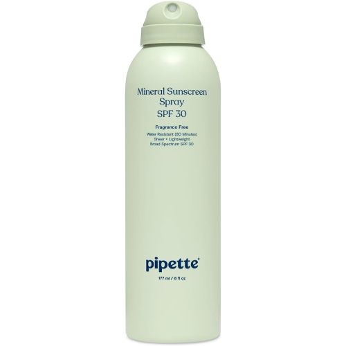Pipette Baby Mineral Sunscreen Spray SPF 30, Broad Spectrum with Non-Nano Zinc Oxide, Water Resistant UVB/UVA Non-Toxic Sun Protection for Kids & Sensitive Skin, 6 oz