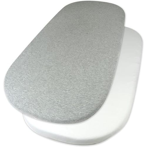 HonestBaby 2-Pack Organic Cotton Fitted Bassinet Sheet, Gray Heather, One Size