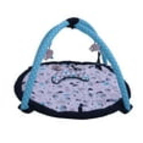 Bacati - Woodlands Aqua/Navy/Grey Boys Cotton Activity Gym with Mat