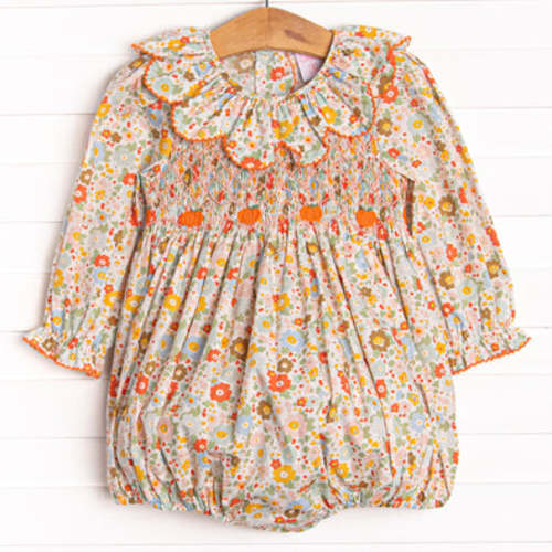 Pumpkin Bed Blooms Smocked Bubble, Pink – Stitchy Fish
