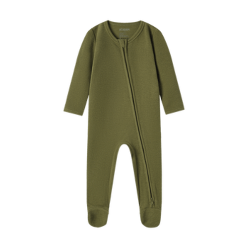 Waffle Zipper Footed Romper, 0-3M