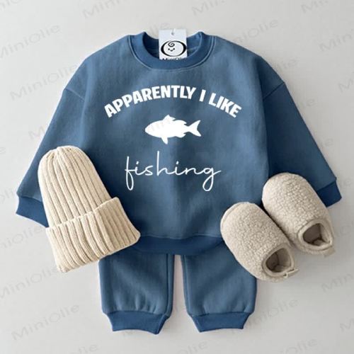 APPARENTLY I LIKE FISHING Baby Sweatsuit 2-piece Set