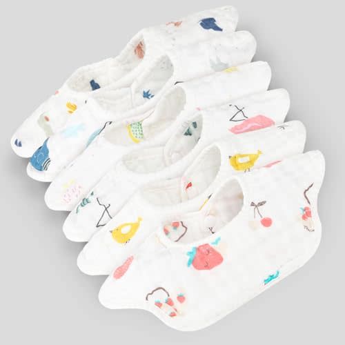 Muslin Bibs, Baby Bandana Drool Bibs for Boys Girls Newborn Infant for Drooling and Teething,100% Organic Cotton