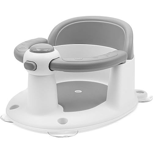 Baby Bath Seat, Infant Bath Seat for Baby 6-36 Months, Sit Up Bath Seat Toddler Baby Bathtub Seat with Anti-Slip Cushion & 4 Suction Cups (Grey)