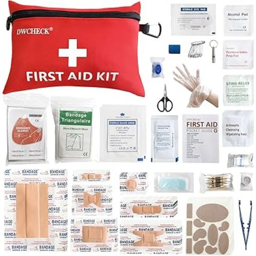Mini First Aid Kit,132 Piece Small Waterproof Emergency Medical Kit for Travel, Car, Home, Office, Camping, Hiking - Compact Outdoor Survival Kit Includes Emergency Foil Blanket, Scissors