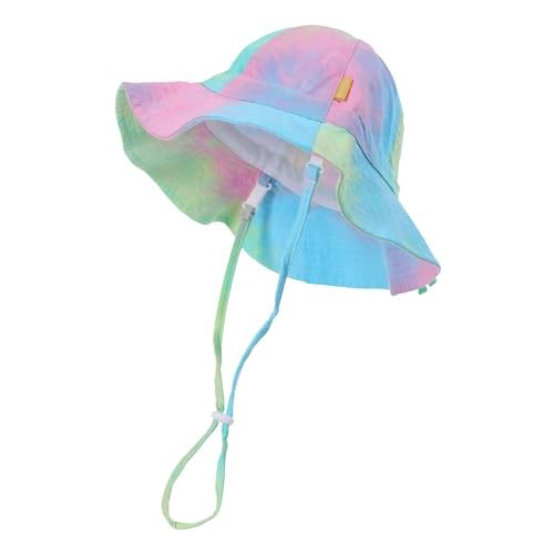 DASMINI Baby Girls Sun Hat Cute Flower Toddler Summer Outdoor Infant Beach Wide Brim Flowers and tie dye