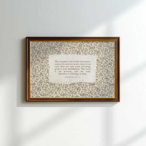 Lamentations 3 Scripture Art Print: Vintage Christian Home Decor PHYSICAL PRINT