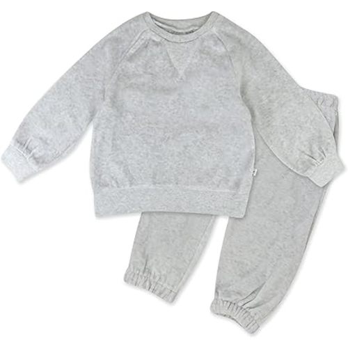 HONESTBABY Velour Pullover Hoodie and Zip Front Sweatshirt and Jogger Sweatpants Set