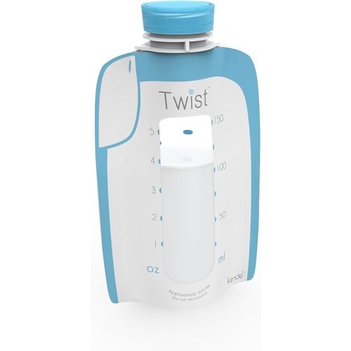 Kiinde Twist Pouch Breast Milk Storage Bags for Pumping, Freezing, and Feeding. Direct pump, direct feed, pre-sterilized, 6 Ounce (Pack of 40)