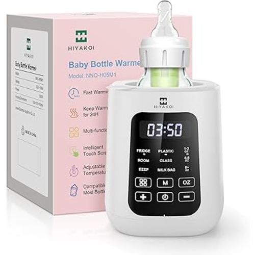 Bottle Warmer, HIYAKOI Portable Bottle Warmer for Travel, Fast Baby Bottle Warmer for Breastmilk or Formula, Water Bath Technology with Accurate Temperature Control, Automatic Shut-Off