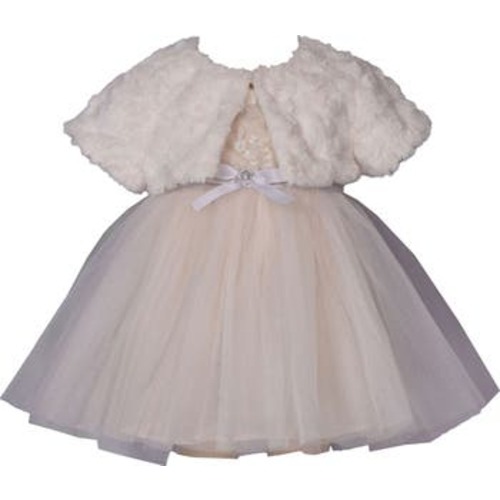 Faux Fur Shrug & Dress Set, 12M