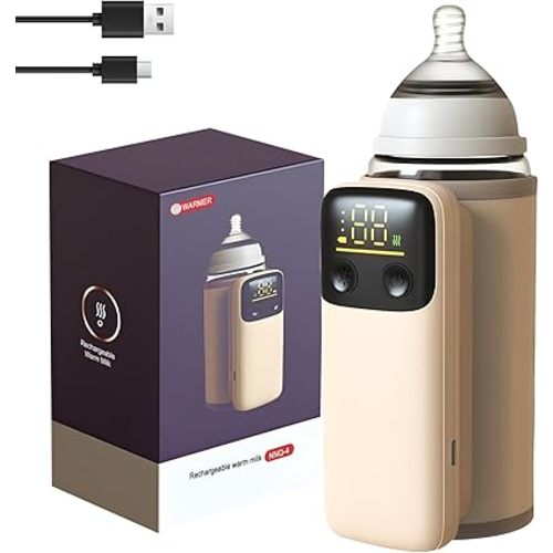 Portable Bottle Warmer for Travel - Fast Charging & Instant Heating,Leak-Proof,Night Light,Long Battery Life for Constant-Temp for 5-8 Hours,Can Use While Charging
