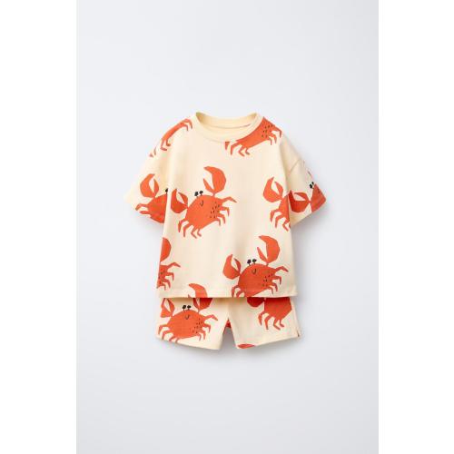 CRAB T-SHIRT AND BERMUDA JOGGING SET - Mid-ecru | ZARA United States