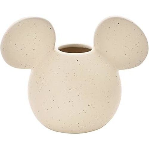 Disney Home Mickey Mouse Head Ceramic Vase with Natural Speckle Design
