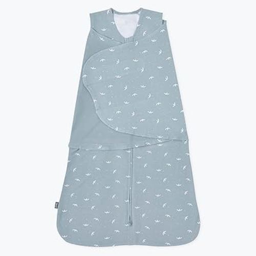HALO 100% Cotton Sleepsack Swaddle, 3-Way Adjustable Wearable Blanket, TOG 1.5, Birds, Newborn, 0-3 Months