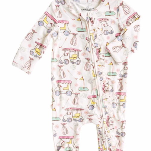 Girl Ruffle Zipper Footies - country club link in 3-6m