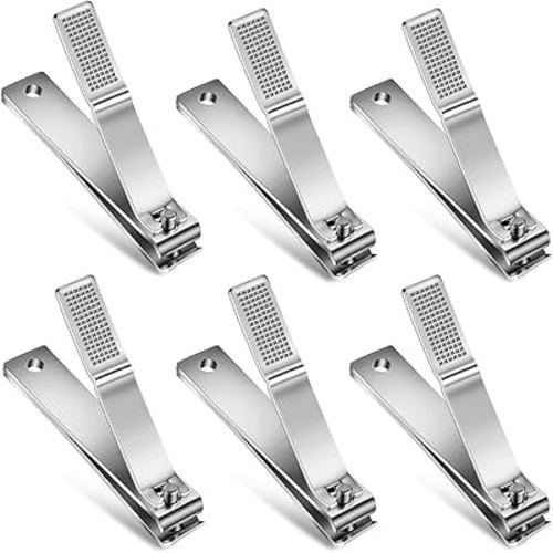 Mudder 6 Pcs Silver Large Toenails Clippers Big Nail Clippers Straight Edge Toenails Cutters Stainless Steel Nails Trimmer Cutters for Men Women Thick Nails, Straight Sharp Blade and Anti-Slip Handle