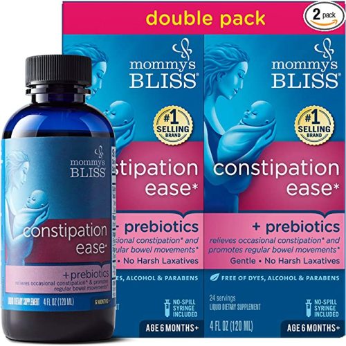 Mommy's Bliss Constipation Ease with Prebiotics, Promotes Bowel Movements, Gentle & Safe, No Harsh Laxatives, Age 6 Months+, 4 Fl Oz (Pack of 2) - Baby Constipation Ease Double Pack