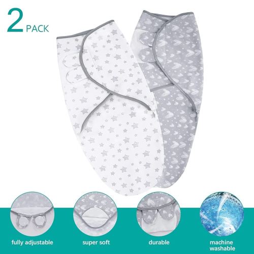 Amazon.com: Biloban Baby Swaddles 0-3 Months for Boy Girls, Newborn, Organic Cotton Adjustable Blanket, Lovely Grey Print, 2 Pack : Baby