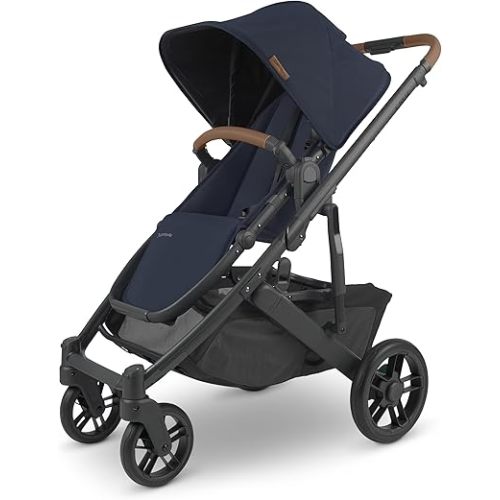 UPPAbaby Cruz V2 Stroller Full-Featured Stroller With Travel System Capabilities Toddler Seat, Bumper Bar, Bug Shield, Rain Shield Included Noa (Navy Carbon Frame Saddle Leather)