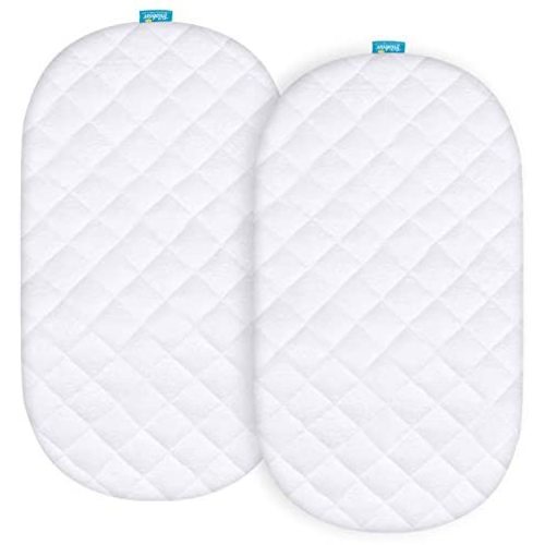 Bamboo Bassinet Mattress Pad Cover Compatible with SNOO Smart Sleeper Baby Bassinet, 2 Pack, Waterproof, Ultra Soft Sleep Surface, Breathable and Easy Care