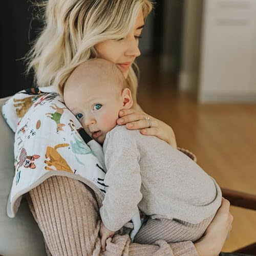 Little Unicorn Ultra-Absorbent Premium Burp Cloth 2 Pack | Soft on Baby's Skin | Larger Size | Ergonomic Design | Set of 2 (Woof)