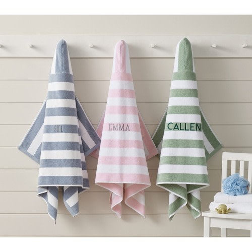 Rugby Stripe Kid Hooded Towel Collection