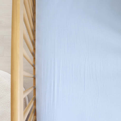 Solid Baby Blue Bamboo Crib Sheet