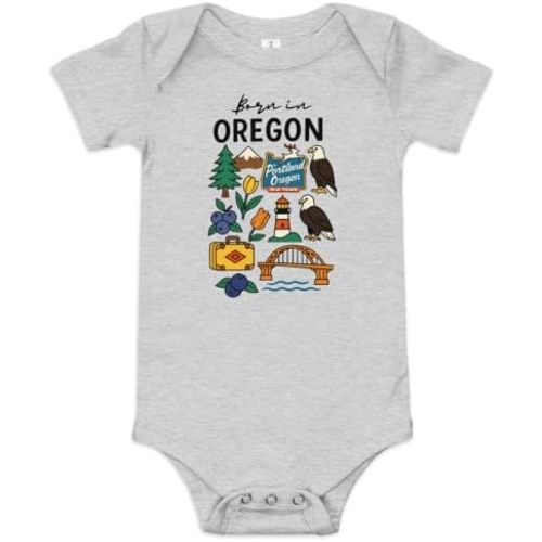 Toy Fan TV Born in Oregon Baby Onesie – Cute Pacific Northwest Bodysuit for Newborn Boys or Girls