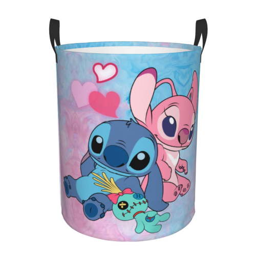 Customized SLilo And Stitch Cartoon Laundry Hamper Large Storage Basket Anime Kids Nursery Toy Organizer
