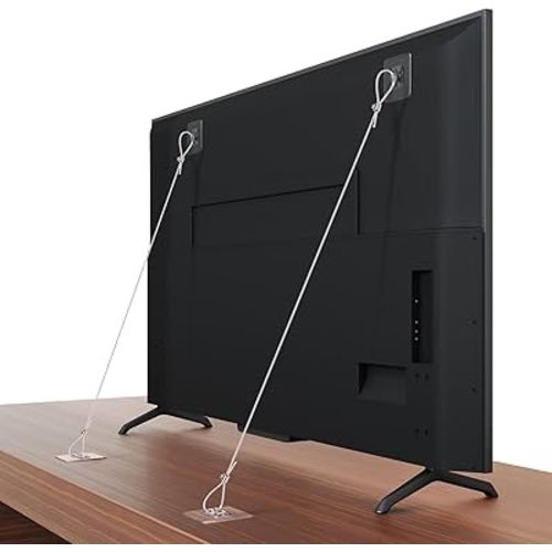 6 Pack Adjustable 42" TV Safety Straps, Vinkqiado No-Drill Adhesive Anti-Tip Furniture Wall Anchors for Baby Proofing, Secure Flat Screens to Wall, Cabinet, Stand Or Desk, Dresser, Bookshelf