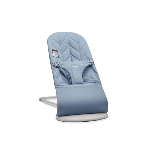 BabyBjörn Bouncer Bliss, Blue, Woven, Petal Quilt | 2-in-1 Adjustable Baby Bouncer Seat and Toddler Chair, Newborn to Toddler (8-29 lbs), 4 Positions, Lightweight & Portable