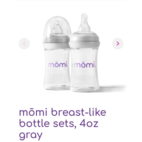 mōmi breast-like baby bottle sets, 4oz - gray | mōmi