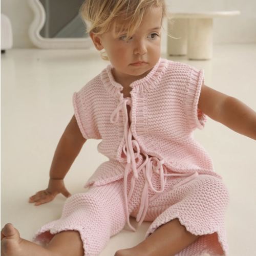 AUDREY FRONT TIE VEST TOP - PINK