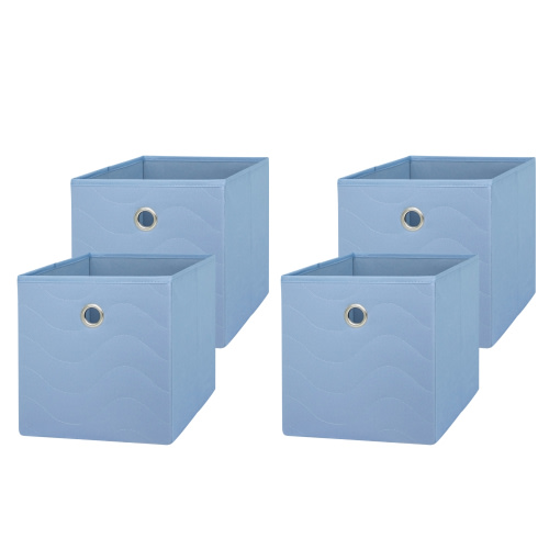 Mainstays Collapsible Quilted Fabric Cube Storage Bins (10.5" x 10.5"), 4 Pack, Placid Blue