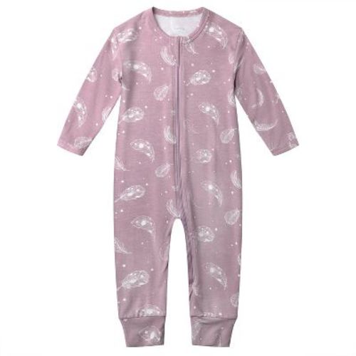 Owlivia Bamboo Footless Pajama, Baby Romper - Feather Mauve, 0-3 Months