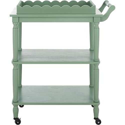 SAFAVIEH Home Collection Haven Sage Green 3-Tier Dining Cart with Wheels & Removable Tray